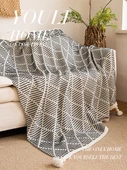 Retro Yeşil Çizgili Koltuk Örtüsü Yatak Örtüsü Dokuma Battaniye - Siyah 130cm * 200cm - 5