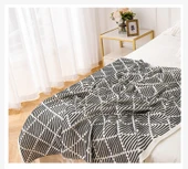 Retro Yeşil Çizgili Koltuk Örtüsü Yatak Örtüsü Dokuma Battaniye - Siyah 130cm * 200cm - 11