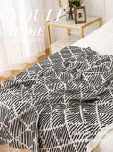 Retro Yeşil Çizgili Koltuk Örtüsü Yatak Örtüsü Dokuma Battaniye - Siyah 70cm * 230cm - 6