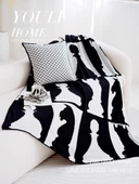 Kazayağı Desenli Örme Nordic Stil Koltuk Örtüsü - Siyah Basamak Desenli Örme Battaniye 110x130cm - 3
