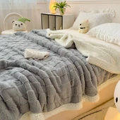 Kareli Polar Battaniye - Gümüş Gri 100x150cm - 1