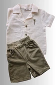 2'li Erkek Çocuk Krem Gömlek Yeşil Sortlu Takım thumbnail 1