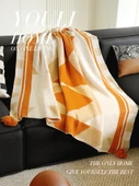 Etnik Stil Örme Battaniye - Ulusal Desen Turuncu Kapitone - 80x130 - 3