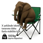 2 Adet Katlanır Kamp Sandalyesi ve Masa Seti - (DY.001) - Haki/Sarı - Plaj Sandalyesi - 5