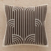 Lüks İskandinav Kanepe Yastık Kılıfı 45x45cm - Beyaz Kenarlı Kahverengi Gökkuşağı Desenli - Kılıf + İç Dolgu - 1