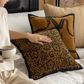 Kahverengi Gingham Büzgülü Kare Yastık Kılıfı 45x45cm - Sadece Yastık Kılıfı - 3