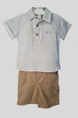 2'li Erkek Çocuk Açık Mavi Gömlek Kahve Sortlu Takım - 2