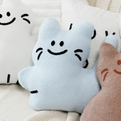 Çizgi Film Kedi Peluş Yastık Kılıfı - Haze Mavi Zıplayan Han Kedi 45x42 - 35x55cm (Kılıf + İç Dolgu) - 5