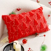 Noel Dekoratif Yastık Kılıfı - Dolgulu Kırmızı Yılbaşı Ağacı 30x50cm - Kılıf + İç Dolgu - 1