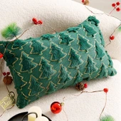 Noel Dekoratif Yastık Kılıfı - Dolgulu Yeşil Yılbaşı Ağacı Kare 30x50cm - Kılıf + İç Dolgu - 1
