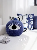 Dekoratif Yastık Kılıfı - Mavi Uzaylı Harfli 45x45cm - İç Dolgusuz - 6