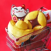 Çin Tarzı Düğün Yastık Kılıfı - Bakır Para Desenli 40x40cm - Yastık ve Kılıf Seti thumbnail 3