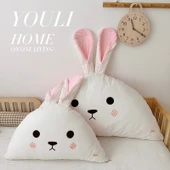 Nordik Çizgi Film Pembe Tavşan Yastık - (kapitone) 120x65 cm - 1