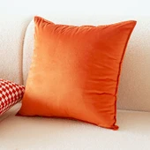 Nordik Tarz Kırlent Kılıfı - Derin Mor Turuncu Kare 45x45cm - 30x50cm Kılıf - 1