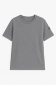 Erkek Bisiklet Yaka Basic Düz Kısa Kollu Gri T-shirt - 6