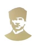 K.Atatürk Silüetli Metal Oto Sticker Gold 7x5cm - 1