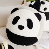 Sevimli Panda Yastık Kılıfı - Yuvarlak Panda Desenli 45x45cm - İç Dolgulu - 1
