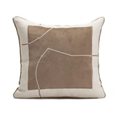Geometrik Desenli Yastık Kılıfı - Yama Desenli Haki Kare 45x45cm - 1