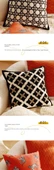 Siyah Dart Desenli Kare Yastık - 45x45 cm - Kılıf ve İç Dolgu - 10