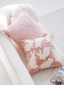 Pembe Örgü Dalgalı Çocuk Odası Yastık Kılıfı 45x45 - İç Dolgulu - 5