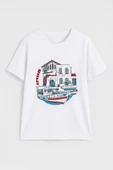 Kadın Bisiklet Yaka %100 Pamuk Ayvalık Baskılı Kısa Kollu T-Shirt - 2