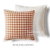 Turuncu Kazayağı Desenli Yastık Kılıfı - Krem Beyaz Yan, Büyük Kazayağı 45x45cm, Kılıf + İç Dolgu - 1