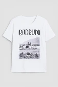 Kadın Bisiklet Yaka %100 Pamuk Bodrum Baskılı Kısa Kollu T-Shirt - 2