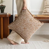 Turuncu Dekoratif Kanepe Yastık Kılıfı 45x45 cm - Gradyan Çizgili Kahve - 5