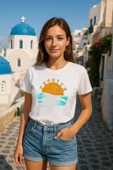 Kadın Bisiklet Yaka %100 Pamuk Fethiye Baskılı Kısa Kollu T-Shirt - 1
