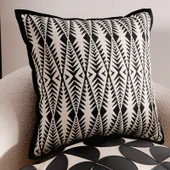 Siyah Kenarlı Hint Desenli Kare Yastık Kılıfı ve İç Dolgusu - 45x45cm - 1