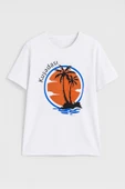 Kadın Bisiklet Yaka %100 Pamuk Turuncu Kuşadası Baskılı Kısa Kollu T-Shirt - 2