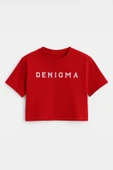 Kadın Bisiklet Yaka Kısa Kollu Crop T-Shirt - 2
