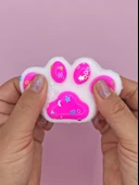 Beyaz Pati Taba Squishy Kedi Pati Sıkma 7 cm Pullu Pati Sukuşi - Pembe - 5