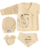 %100 Organik Pamuk Koala Desenli 5'li Zıbın Seti 1-3 Ay Lüks Yenidoğan Bebek Seti thumbnail 2