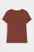 Kadın V Yaka Kısa Kollu Düz T-Shirt - 12