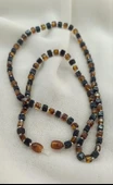 Kolye Kehribar Amber Doğaltaş Küp Kesim Karışık Renkli  Yetişkin Kolyesi - 4