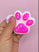 Beyaz Pati Taba Squishy Kedi Pati Sıkma 7 cm Pullu Pati Sukuşi - Pembe - 4
