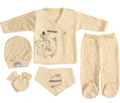 %100 Organik Pamuk Koala Desenli 5'li Zıbın Seti 1-3 Ay Lüks Yenidoğan Bebek Seti thumbnail 3