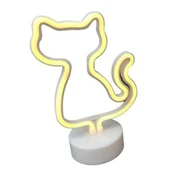 Neon Işıklı Kedi Lamba Pil+Usb Pembe Işık - 1