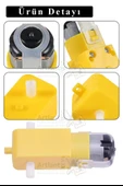 Çift Eksenli Motor ve Tekerleği 1 Paket Sarı Dc Motor Arduino Robotik Motor Tekerlek Deney Okul Bilim Araba Yapım - 4