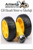 Çift Eksenli Motor ve Tekerleği 1 Paket Sarı Dc Motor Arduino Robotik Motor Tekerlek Deney Okul Bilim Araba Yapım - 3