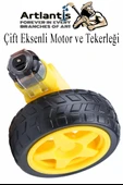 Çift Eksenli Motor ve Tekerleği 1 Paket Sarı Dc Motor Arduino Robotik Motor Tekerlek Deney Okul Bilim Araba Yapım - 2