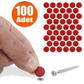 Yapışkanlı Vida Tapası Tıpası Kırmızı Vida Kapatıcı Kapağı (100 ADET) thumbnail 1