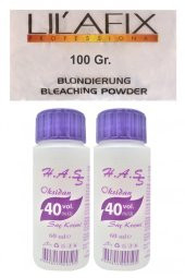 H.A.SS Oksidan 40 Volüm 60 Ml. (2 Ad.)+Lilafix Toz Saç Açıcı Oryal 100 Gr. - 1