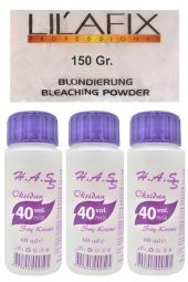 H.A.SS Oksidan 40 Volüm 60 Ml. (3 Ad.)+Lilafix Toz Saç Açıcı Oryal 150 Gr. - 1