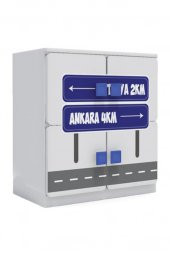 4 Kapaklı Çocuk odası Anaokulu Kreş Dolap Şehir Temalı - 3