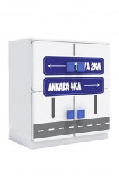 4 Kapaklı Çocuk odası Anaokulu Kreş Dolap Şehir Temalı - 4