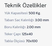 İBTAŞ 500 KG Yük Paket Eşya Kargo Koli Malzeme Ürün Taşıma Arabası 70x100cm thumbnail 2