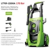 LUTİAN LT701-2200A - 170 BAR Elektrikli Yüksek Basınçlı Oto Araba Yıkama Makinası Kömürlü Motor thumbnail 2