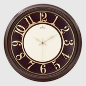 1963-EK DUVAR SAATİ KAHVERENGİ AHŞAP GÖRÜNÜM İÇİ BORDO ÇERÇEVE 46CM KABARTMA RAKAMLI SELEFON KORUMALI AMERİKAN BRİSTOL KADRAN METAL AKREP/YELKOVAN/SANİYE AKAR SANİYELİ MEKANİZMA MİNERAL CAM - 1